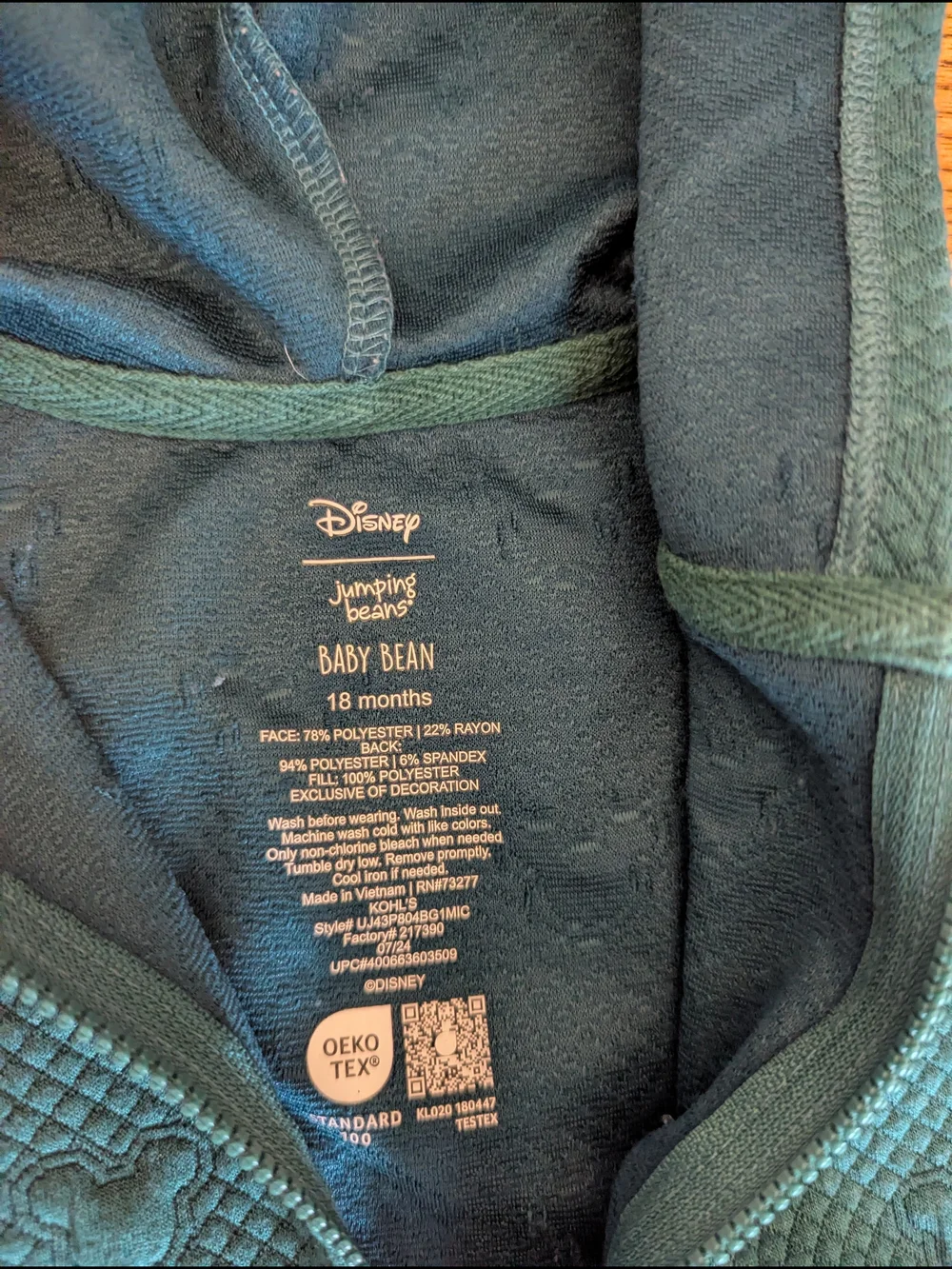 EUC Disney Jumping Beans Baby Boy 18 Month Mickey Mouse Bodysuit Zip Hoodie Pant